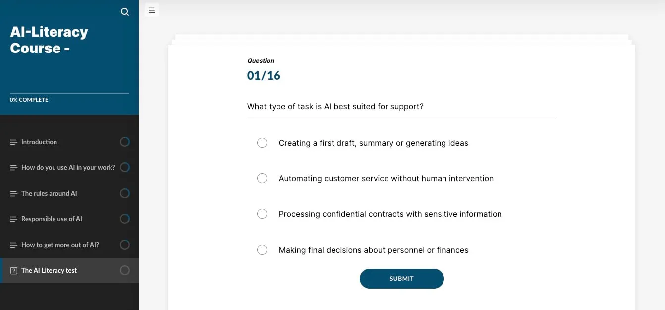Final exam with certificate